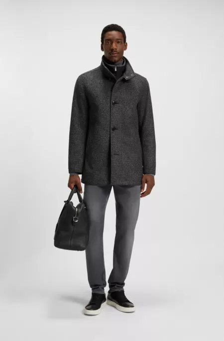 Regular-fit coat with inner bib