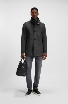 Regular-fit coat with inner bib, Black