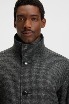 Regular-fit coat with inner bib, Black