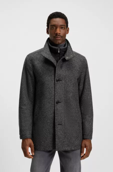 Regular-fit coat with inner bib