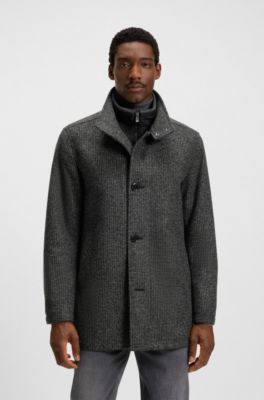 Regular-fit coat with inner bib, Black