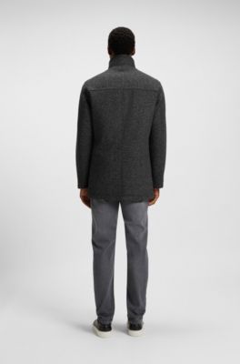 Regular-fit coat with inner bib, Black