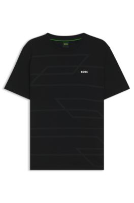 T-shirt en jersey de coton avec imprim&eacute; chin&eacute;, Noir