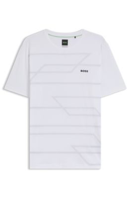 T-shirt en jersey de coton avec imprim&eacute; chin&eacute;, Blanc