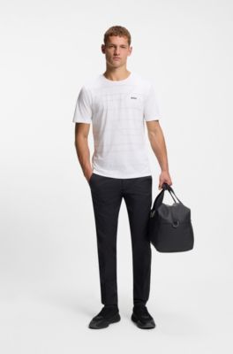 T-shirt en jersey de coton avec imprim&eacute; chin&eacute;, Blanc