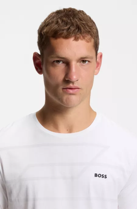 Melange-print T-shirt in cotton jersey