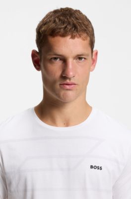 T-shirt en jersey de coton avec imprim&eacute; chin&eacute;, Blanc