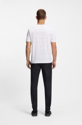 T-shirt en jersey de coton avec imprim&eacute; chin&eacute;, Blanc