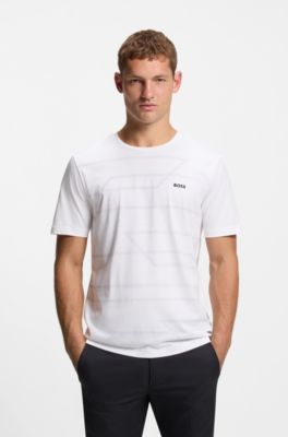 T-shirt en jersey de coton avec imprim&eacute; chin&eacute;, Blanc