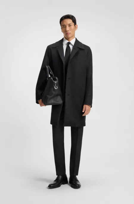 Checked relaxed-fit coat in wool and cashmere