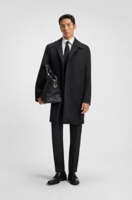 Abrigo relaxed fit a cuadros de lana y cashmere, Negro