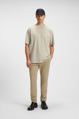 Camiseta de punto de algod&oacute;n con detalle de logo, Beige claro