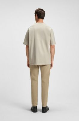 Camiseta de punto de algod&oacute;n con detalle de logo, Beige claro