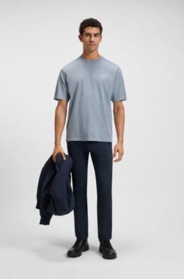 Camiseta de punto de algod&oacute;n con detalle de logo, Celeste