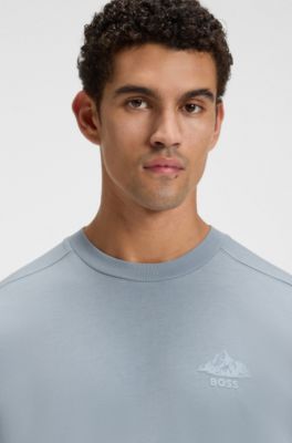 Camiseta de punto de algod&oacute;n con detalle de logo, Celeste