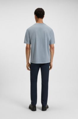 Camiseta de punto de algod&oacute;n con detalle de logo, Celeste