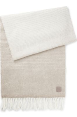 Oversized brushed scarf with chunky fringe, Light Beige