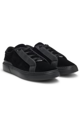 Deportivas Gary con apliques de piel, Negro