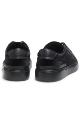 Deportivas Gary con apliques de piel, Negro