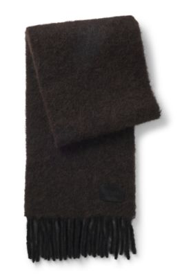 Bufanda con flecos de lana y alpaca elaborada en Italia, Gris oscuro