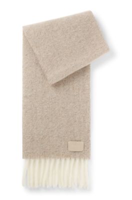Italian-made fringed scarf with wool and alpaca, White
