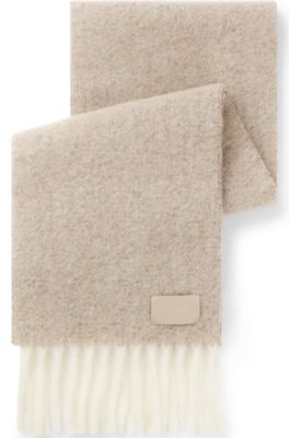 Italian-made fringed scarf with wool and alpaca, White