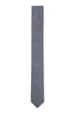 Pajarita de seda con discreto estampado jacquard, Azul oscuro