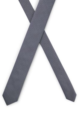 Pajarita de seda con discreto estampado jacquard, Azul oscuro