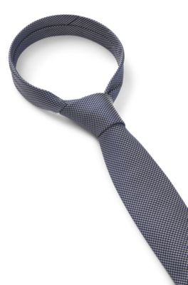 Pajarita de seda con discreto estampado jacquard, Azul oscuro