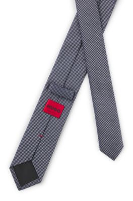 Jacquard-pattern tie in silk, Dark Blue