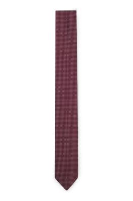 Corbata de mezcla de seda con estampado jacquard, Rojo oscuro