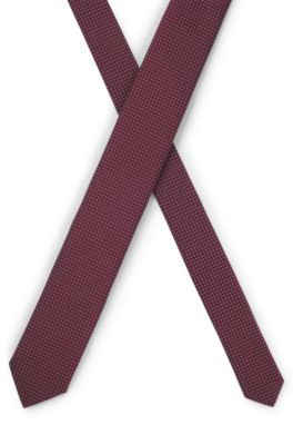 Corbata de mezcla de seda con estampado jacquard, Rojo oscuro