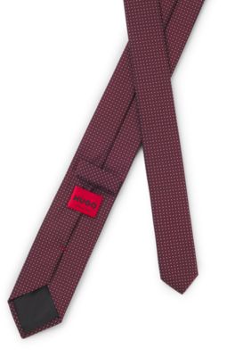 Corbata de mezcla de seda con estampado jacquard, Rojo oscuro