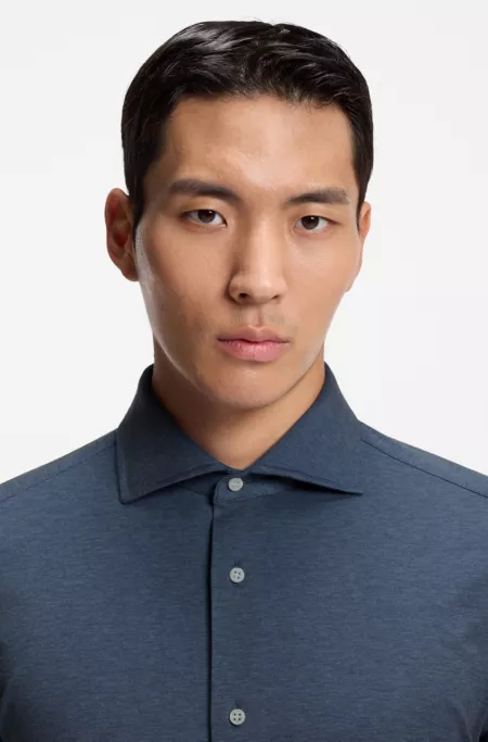 Slim-fit shirt in an Italian-made cotton blend