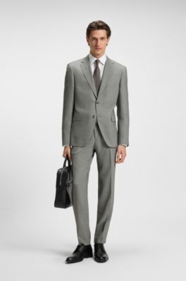 Two-piece regular-fit suit in patterned stretch cloth, Silver