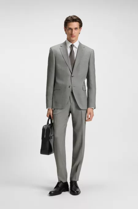 Two-piece regular-fit suit in patterned stretch cloth