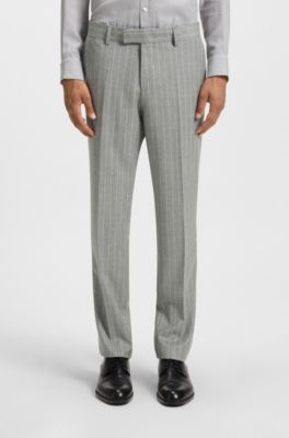 Traje slim fit de dos piezas en lana virgen a rayas, Plata