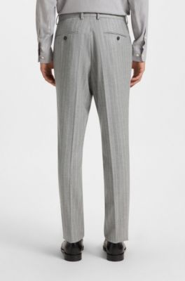 Traje slim fit de dos piezas en lana virgen a rayas, Plata