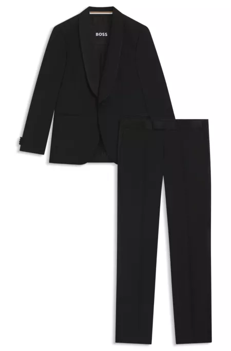 Two-piece tuxedo suit in an Italian wool blend
