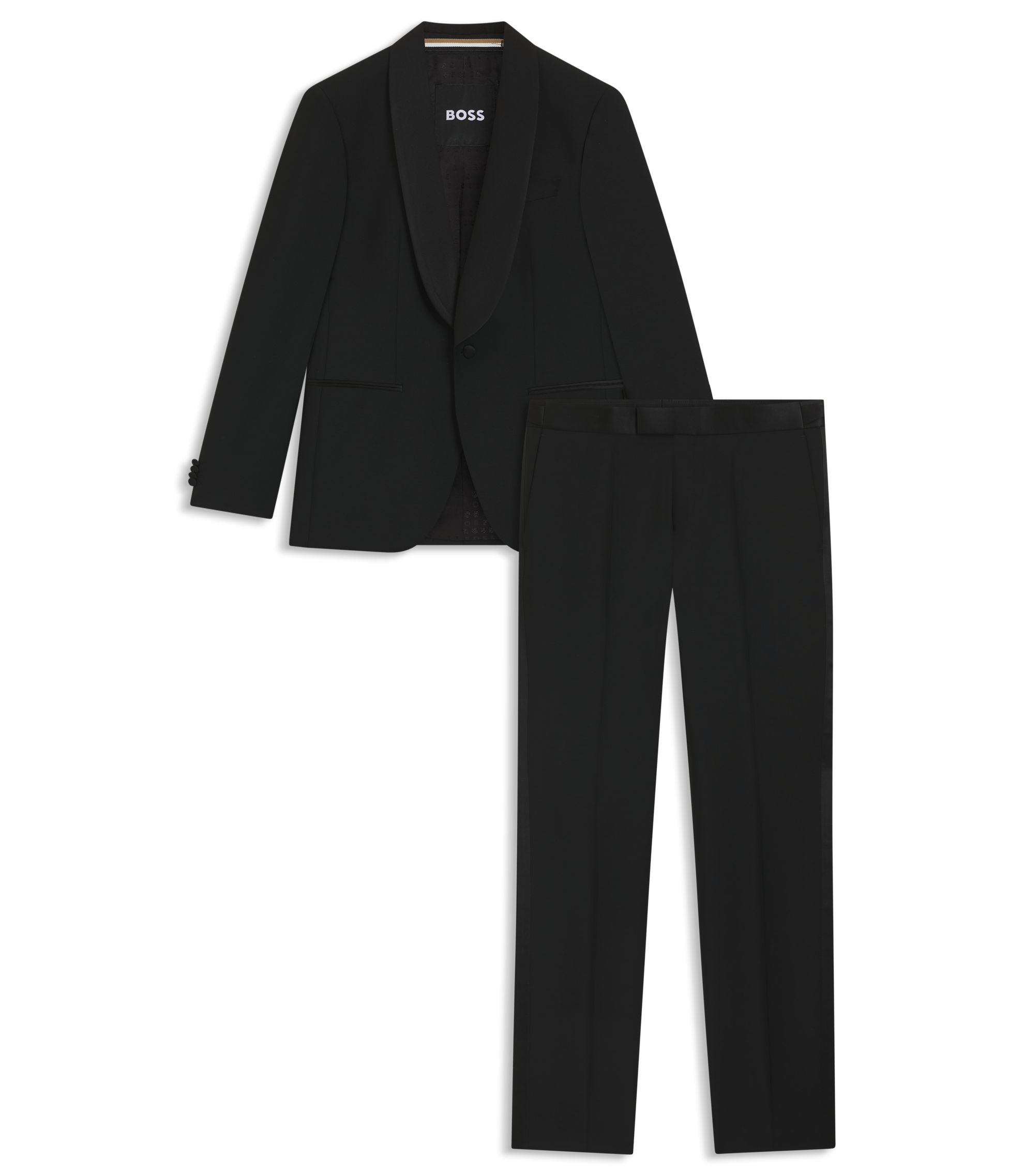 BOSS - Two-piece tuxedo suit in an Italian wool blend - Black