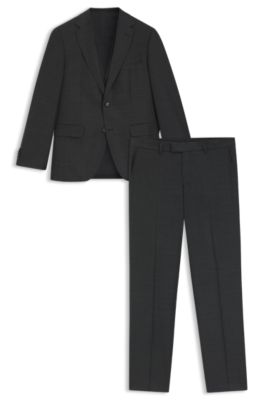 Traje regular fit con chaleco de lana virgen el&aacute;stica, Gris oscuro