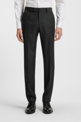 Three-piece regular-fit suit in stretch wool, Dark Grey