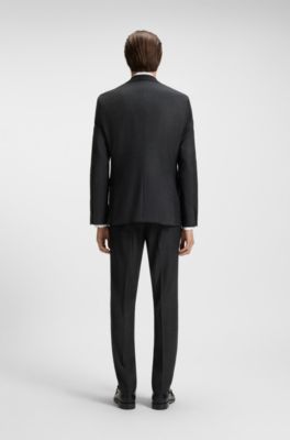 Costume Regular trois pi&egrave;ces en laine vierge stretch, Gris sombre