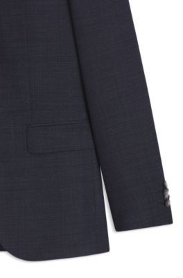 Three-piece regular-fit suit in stretch wool, Blue