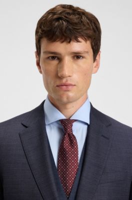 Traje regular fit con chaleco de lana virgen el&aacute;stica, Azul