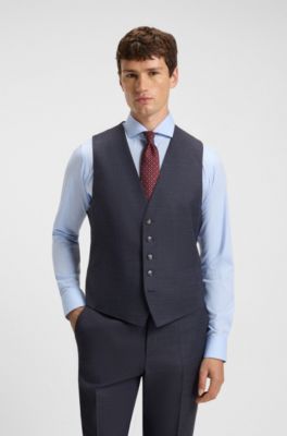 Costume Regular trois pi&egrave;ces en laine vierge stretch, Bleu