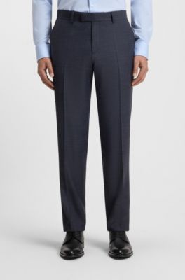 Traje regular fit con chaleco de lana virgen el&aacute;stica, Azul