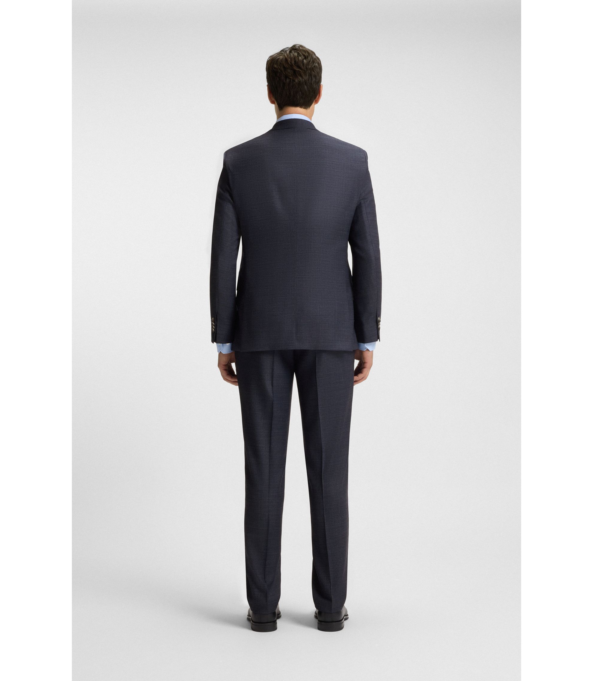 BOSS - Three-piece regular-fit suit in stretch wool - Blue