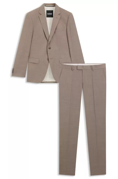 Micro-patterned two-piece slim-fit suit in virgin wool