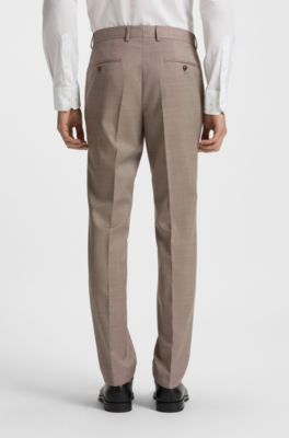 Micro-patterned two-piece slim-fit suit in virgin wool, Light Beige